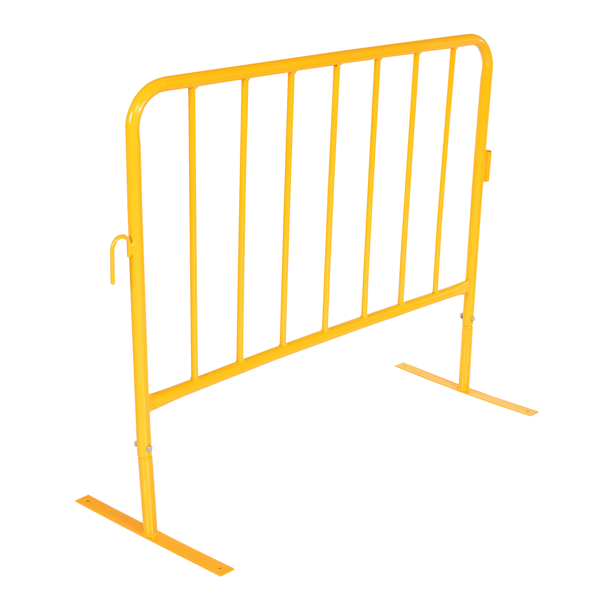 Vestil Crowd Control Interlocking Barrier with Flat Feet - 20in. Width, Steel, Yellow, Model# PRAIL-48-Y-FF